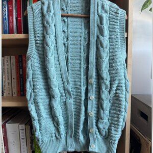 VINTAGE BLUE SWEATER VEST (UNISEX, LARGE)